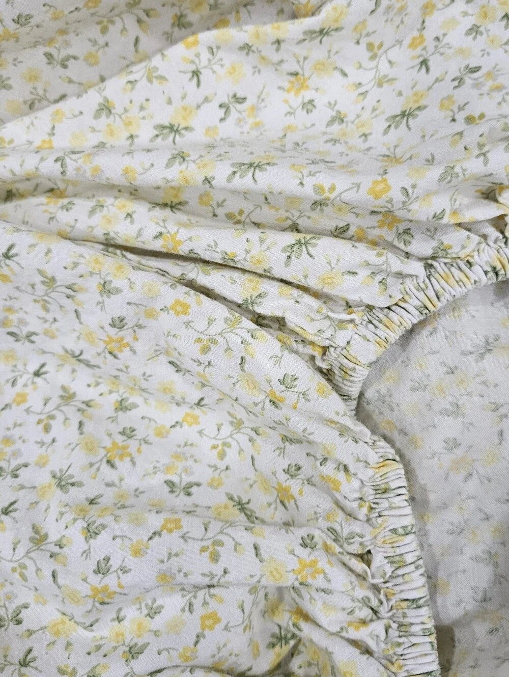 Laura Ashley Evie Yellow Floral FULL Flat & Fitted Sheets Percale 100% Cotton